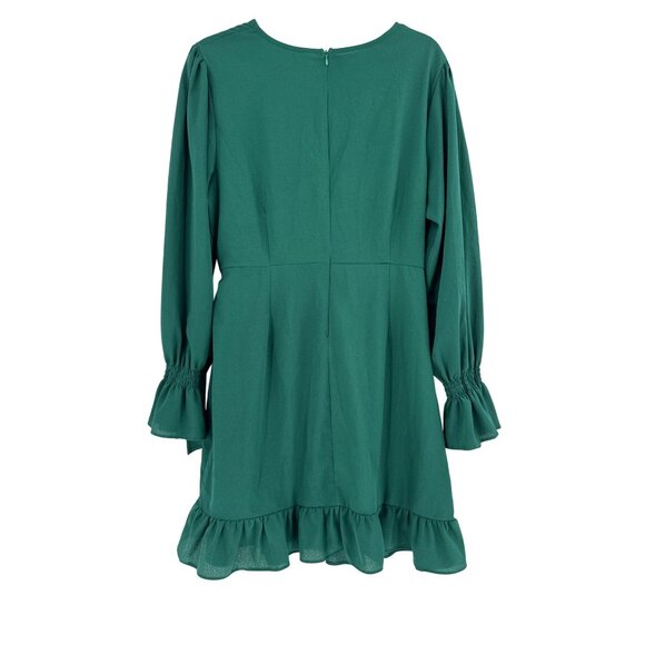 Green Ruffle Long Sleeve Dress XL - Picture 3 of 9